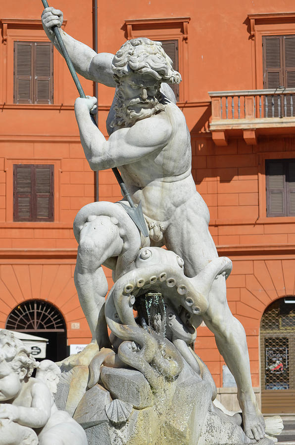 Neptune Fighting with an Octopus Fontana del Nettuno Piazza Navona Rome Italy Photograph by Shawn OBrien