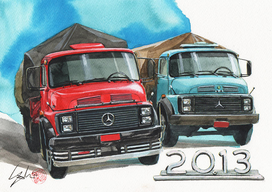 Mercedes Painting - Nercedes 2013 Truck by Yoshiharu Miyakawa