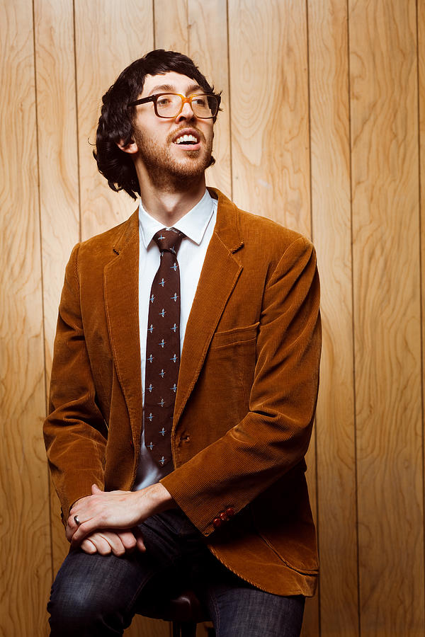 Nerdy College Professor 1970s Portrait Looking Away Photograph by Timnewman