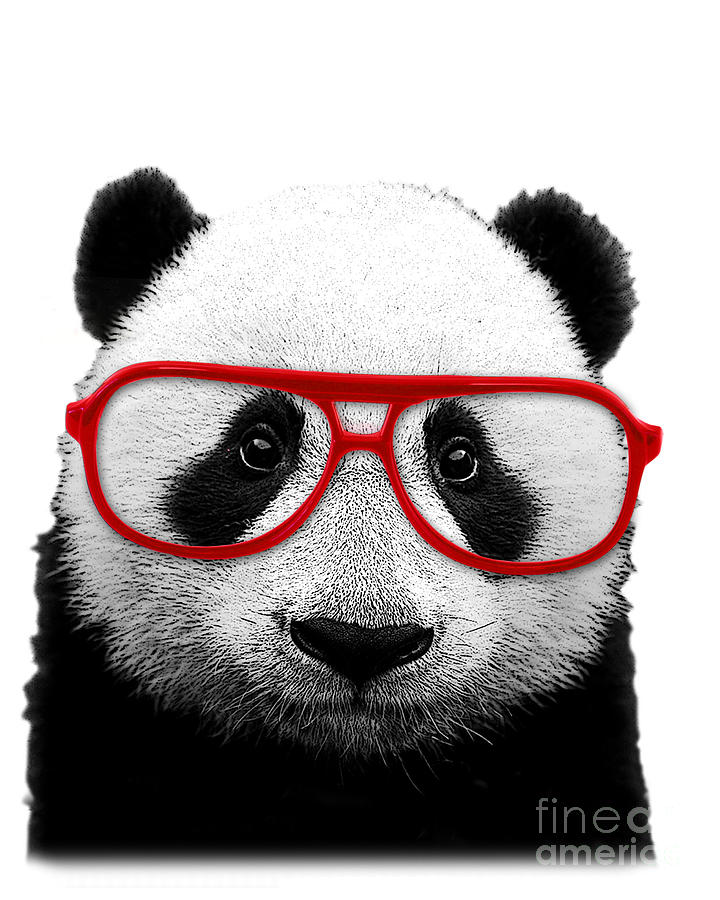 Animal Mixed Media - Nerdy Panda Bear by Madame Memento