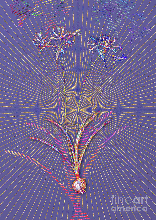 Nerine Mosaic Botanical Art on Veri Peri n.0264 Mixed Media by Holy Rock Design