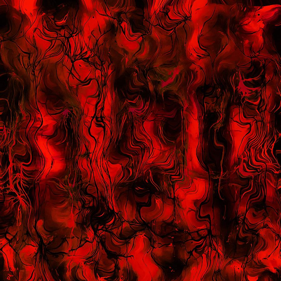 Nervous Energy Grungy Abstract Art Red And Black Digital Art