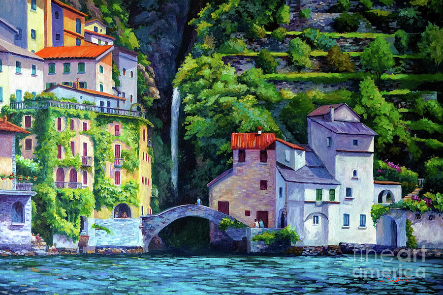 Bridge Painting - Nesso on Lake Como by John Clark