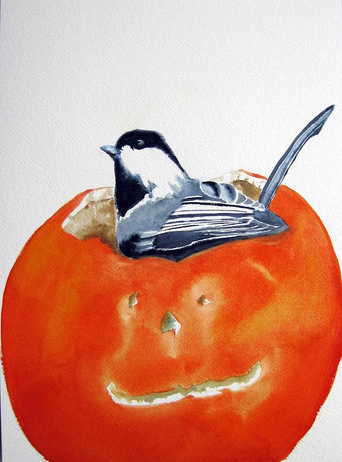 Nest in Pumpkin Painting by Dominique Bachelet