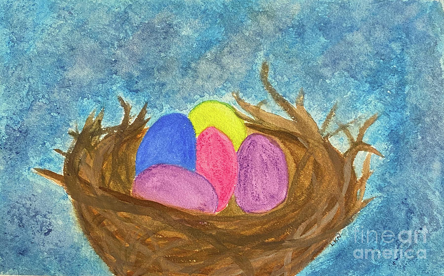 Nest with Eggs Mixed Media by Lisa Neuman