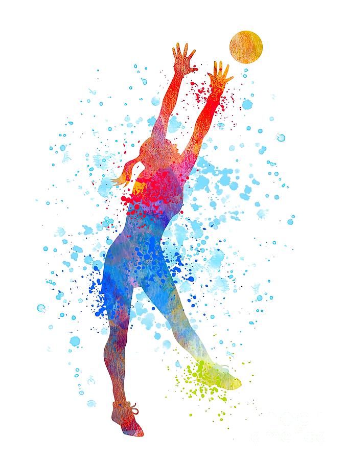 Netball Player Watercolour Sports Netball Gifts Painting by Gary ...