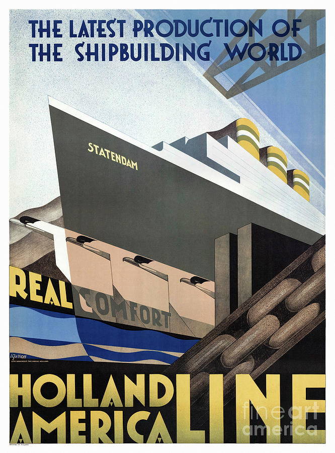 Netherlands Vintage Travel Poster Restored 1928 Drawing