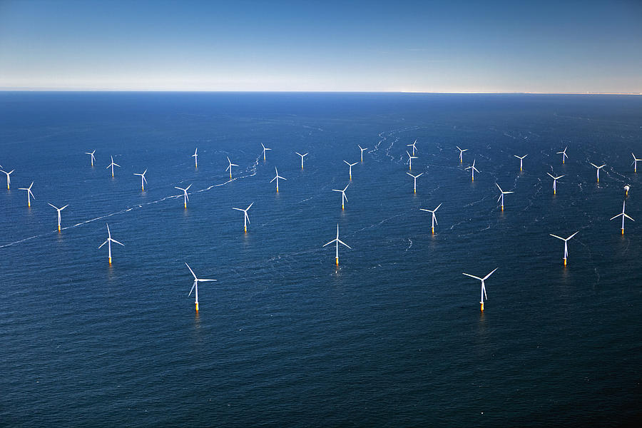 Netherlands, Wind Park in North Sea Photograph by Frans Lemmens