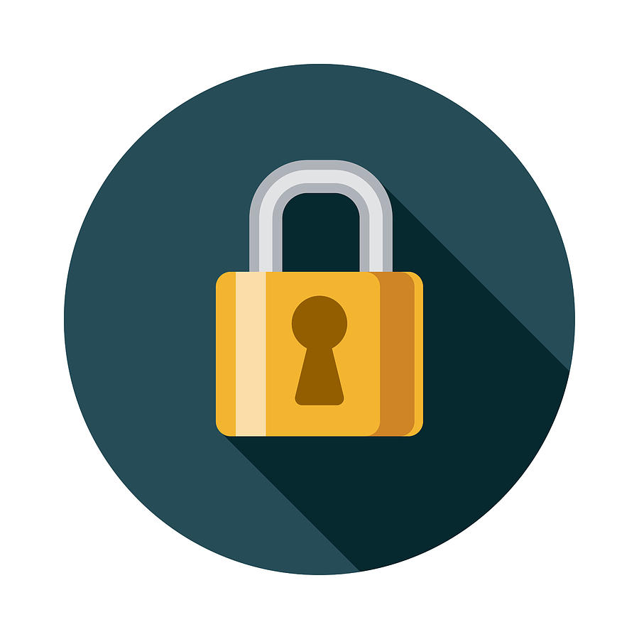 Network Security Flat Design SEO Icon Drawing by Bortonia