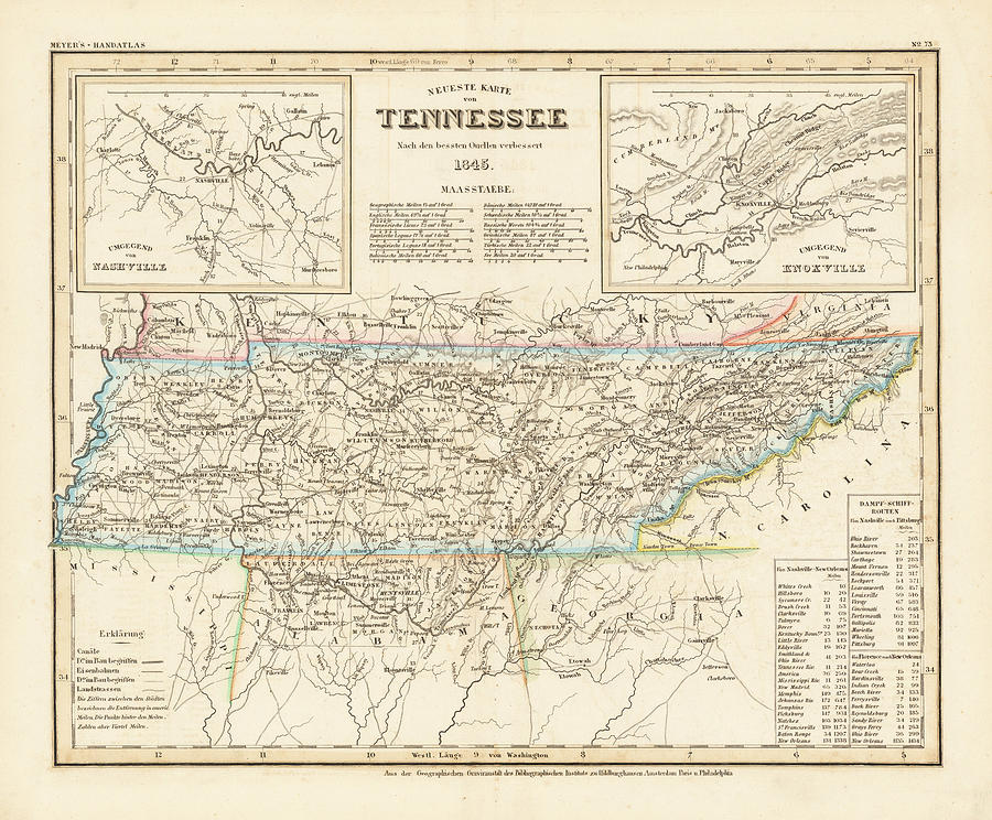 Neueste Karte von Tennessee Hildburghausen Painting by Joseph Meyer ...