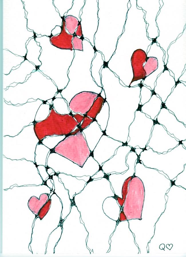 Neurographic hearts Drawing by Quwatha Valentine