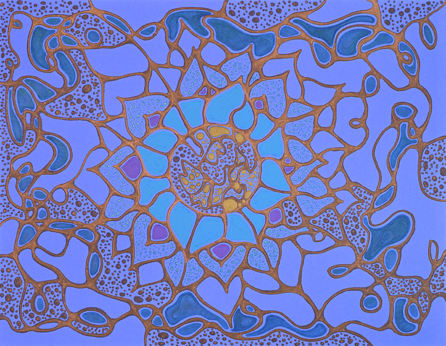 Neurographic Soul Retrieval in blues Drawing by Katherine Nutt