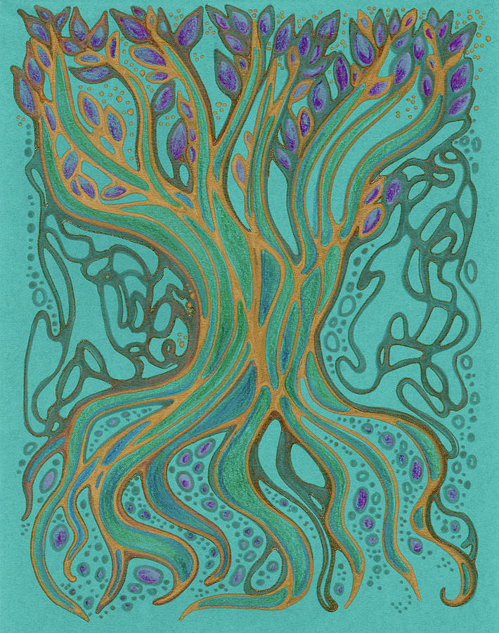  Neurographic Tree - December 13 Drawing by Katherine Nutt