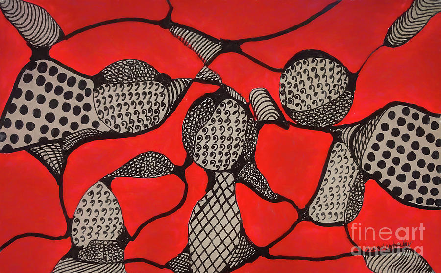Black and Red Neurological Art Mixed Media by Aurelia Schanzenbacher
