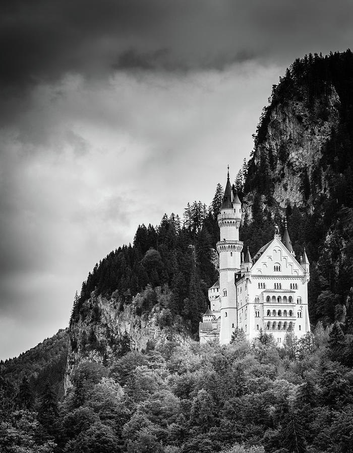 Architecture Photograph - Neuschwanstein Castle BW by Alexey Stiop