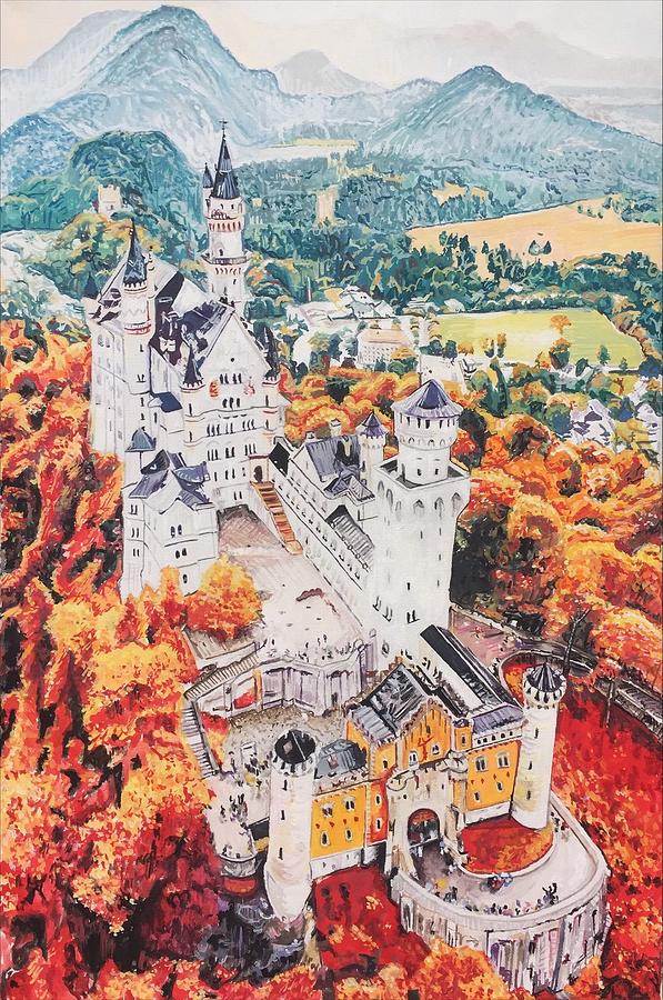 Castle Painting - Neuschwanstein Castle by Hope Rambo