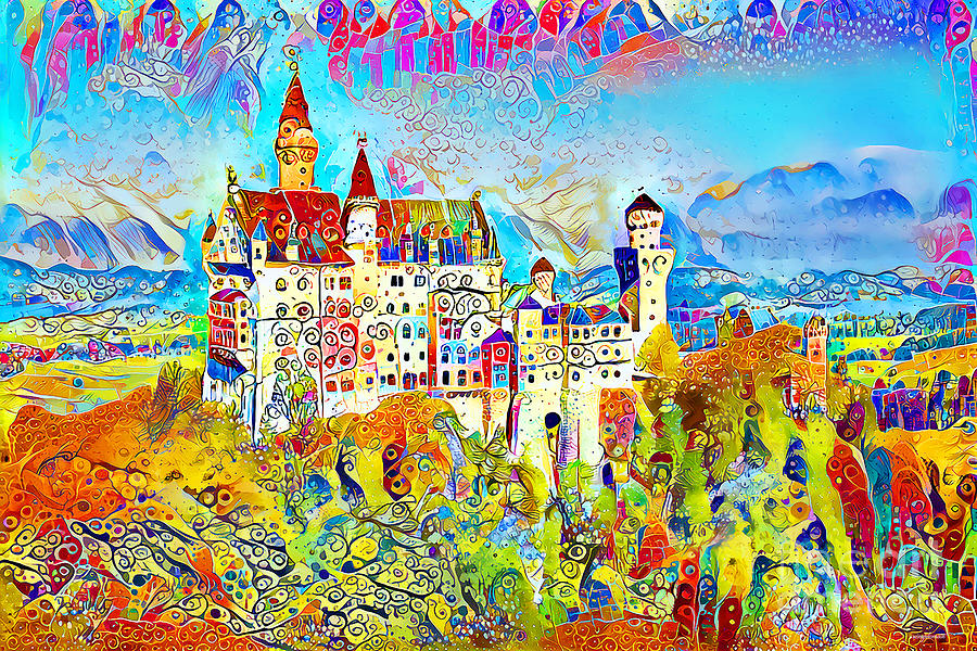 Neuschwanstein Castle in The Sky in Contemporary Whimsical Motif 20210205 Photograph by Wingsdomain Art and Photography