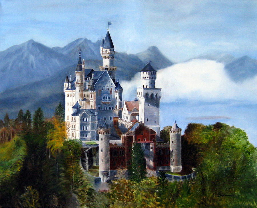 Castle Painting - Neuschwanstein Castle by LaVonne Hand