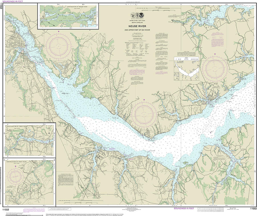 Neuse River and Upper Part of Bay River Nautical Chart 11552 Digital ...