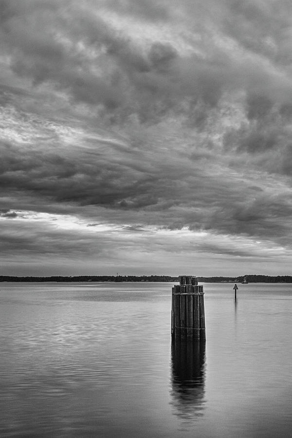 Neuse River Photograph - Neuse River Sunset in Black and White by Bob Decker
