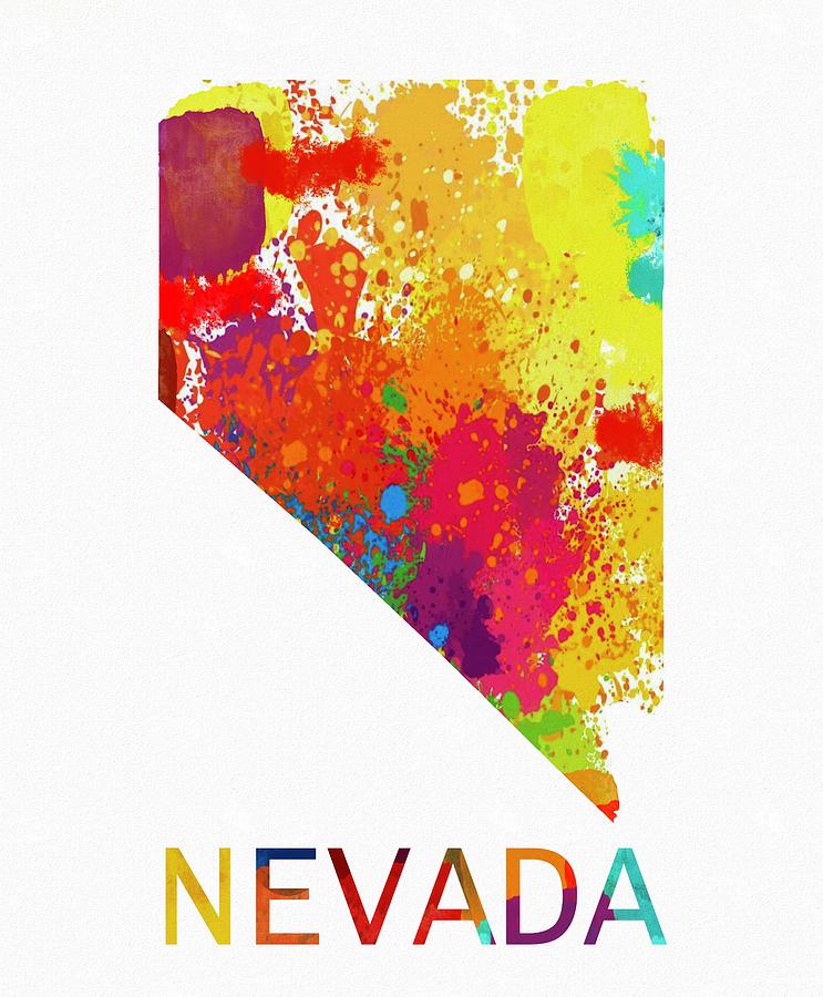 Nevada Color Splash Map Painting by Dan Sproul