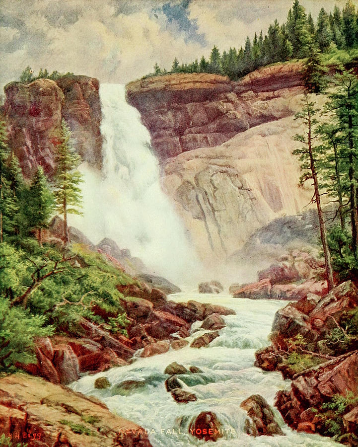 Yosemite National Park Painting - Nevada Fall, Yosemite from On Sunset Highways 1921 by Henry Bagg