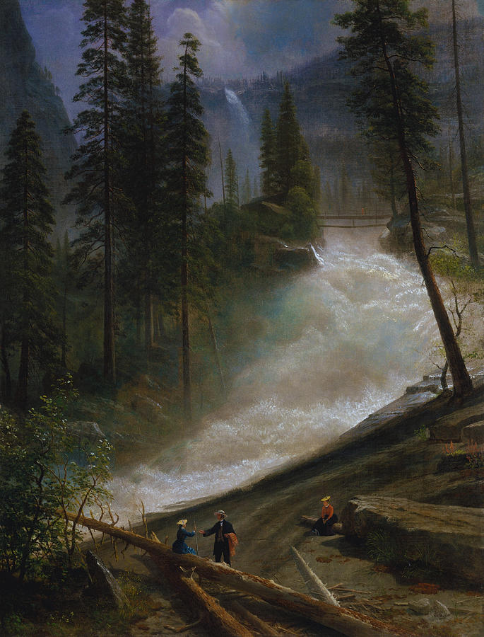 Nevada Falls Yosemite - Albert Bierstadt Painting by War Is Hell Store