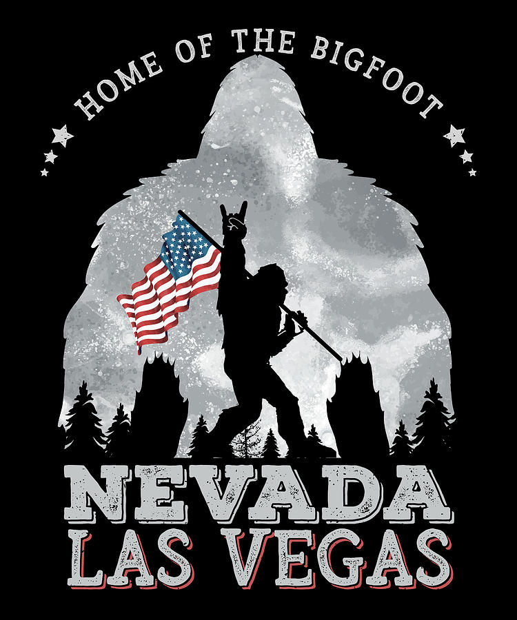 Nevada Las Vegas Funny Bigfoot American Flag In The Forest Sasquatch