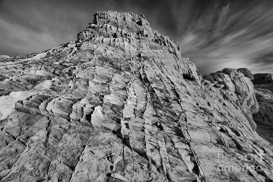 Nevada Sandstone Butte Black And White Photograph by Adam Jewell