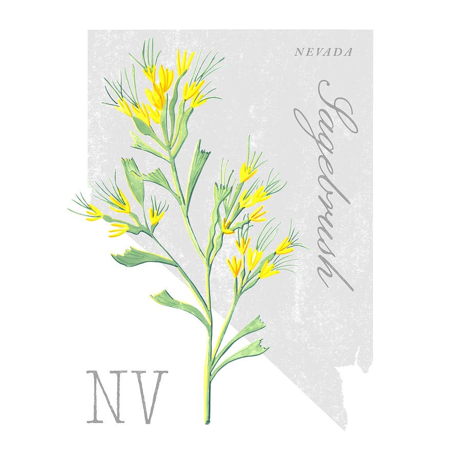 Nevada State Flower Sagebrush Art by Jen Montgomery Painting by Jen Montgomery