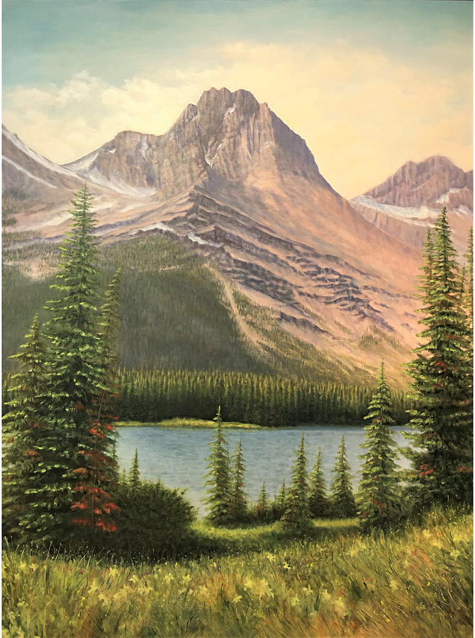 Never Laughs Mountain Painting by Lee Tisch Bialczak