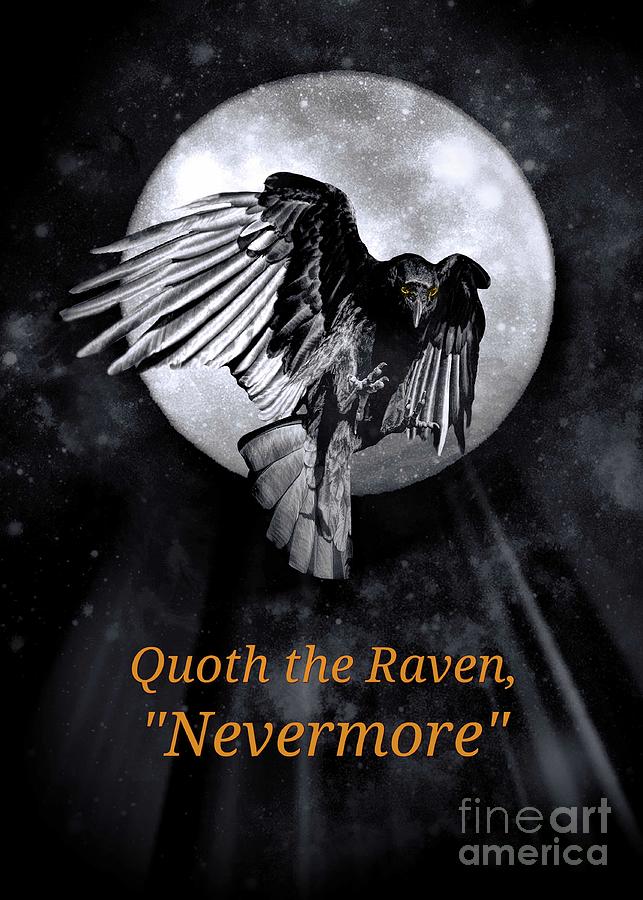 Nevermore Raven Edgar Allan Poe and Moon Photograph by Stephanie Laird
