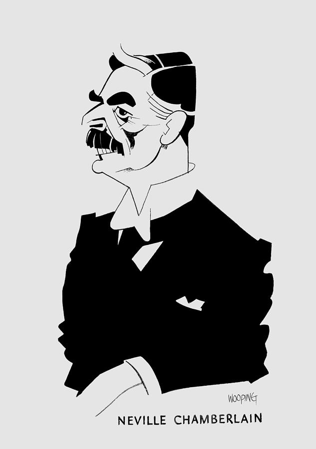 Neville Chamberlain Caricature - Circa 1940 Drawing by War Is Hell Store