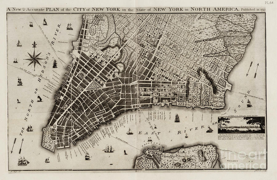 New and Accurate Plan of the City of New York 1796 c3 Drawing by ...