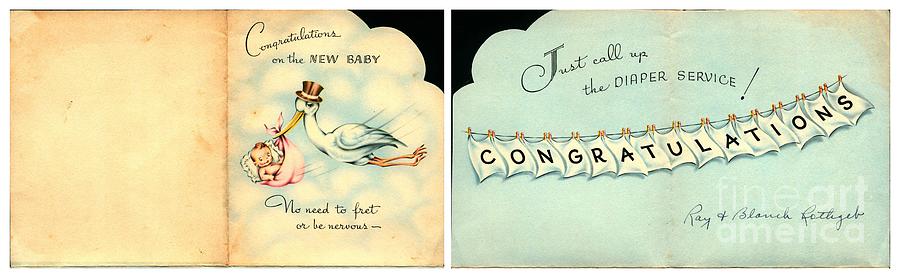 New Baby Call Up Diaper Service Wide 1940s Photograph