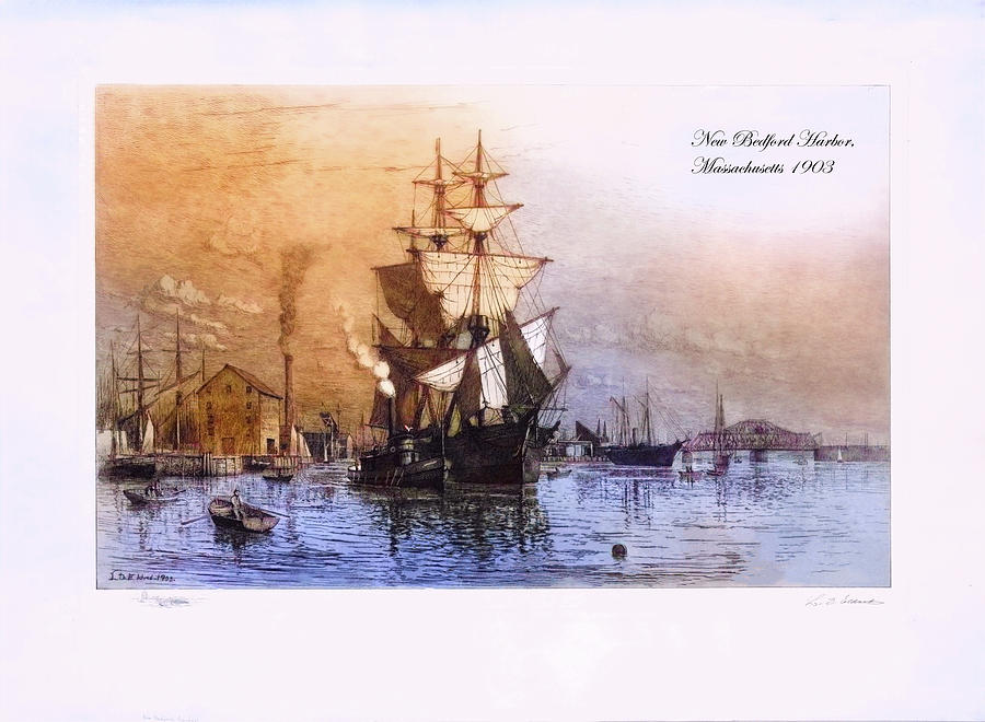 New Bedford Harbor 1903 Digital Art by Chuck Mountain