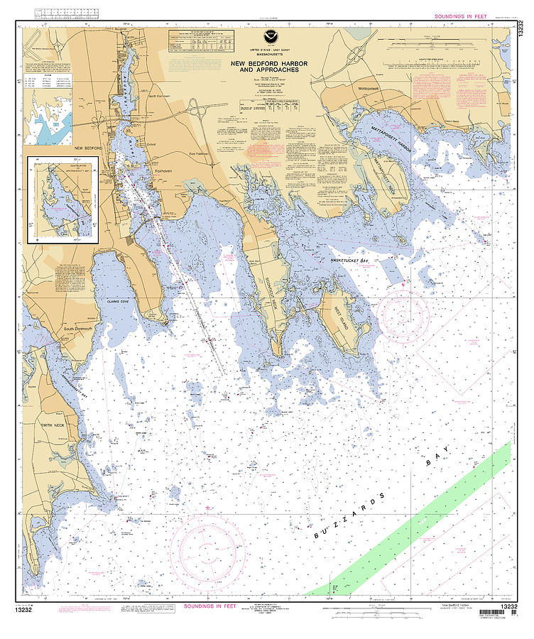 New Bedford Harbor And Approaches Massachusetts, Noaa Chart 13232 ...