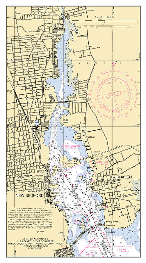 New Bedford Massachusetts chart 13229sc, NOAA Chart 13229 Digital Art