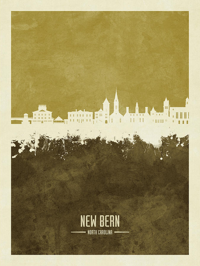New Bern North Carolina Skyline #00 Digital Art by Michael Tompsett