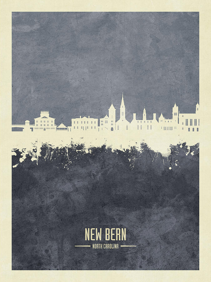 New Bern North Carolina Skyline #01 Digital Art by Michael Tompsett