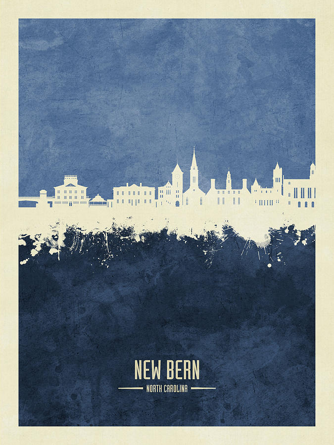 New Bern North Carolina Skyline #02 Digital Art by Michael Tompsett