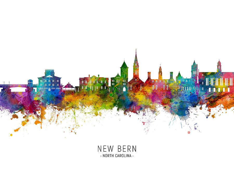 New Bern North Carolina Skyline #69 Digital Art by Michael Tompsett