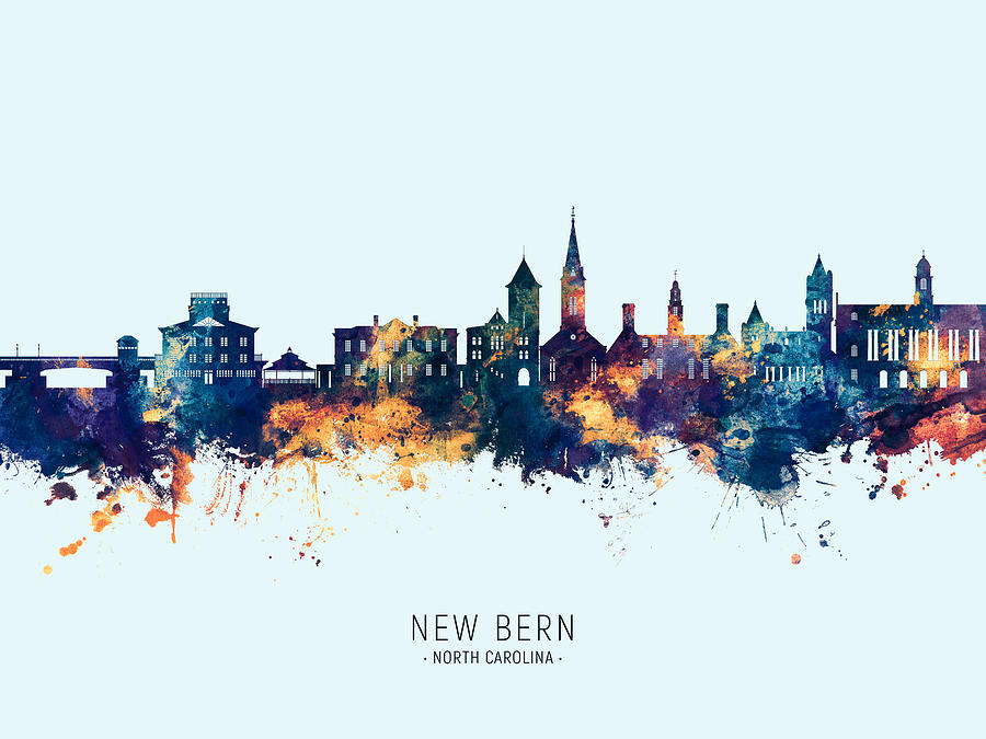 New Bern North Carolina Skyline #72 Digital Art by Michael Tompsett