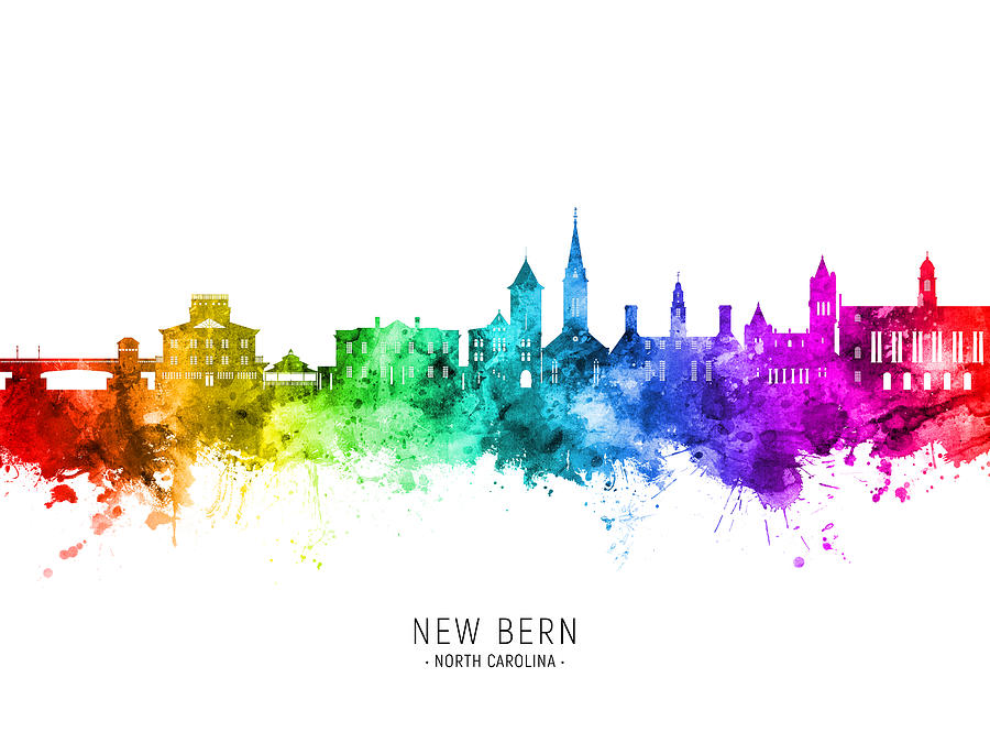 New Bern North Carolina Skyline #73 Digital Art by Michael Tompsett