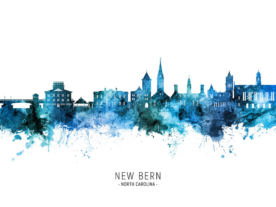 New Bern North Carolina Skyline #78 Digital Art by Michael Tompsett