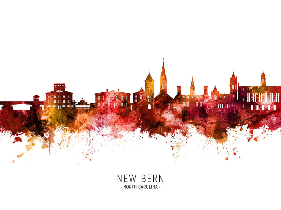 New Bern North Carolina Skyline #79 Digital Art by Michael Tompsett