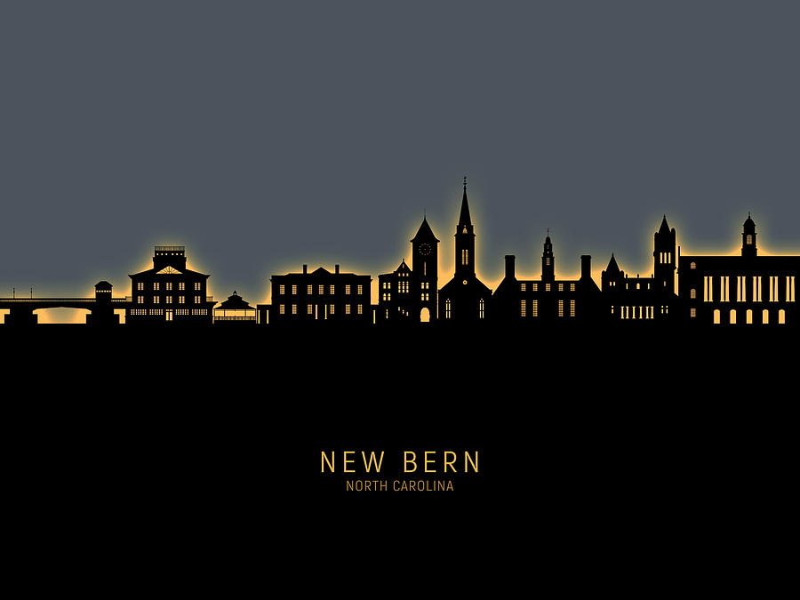 New Bern North Carolina Skyline #82 Digital Art by Michael Tompsett