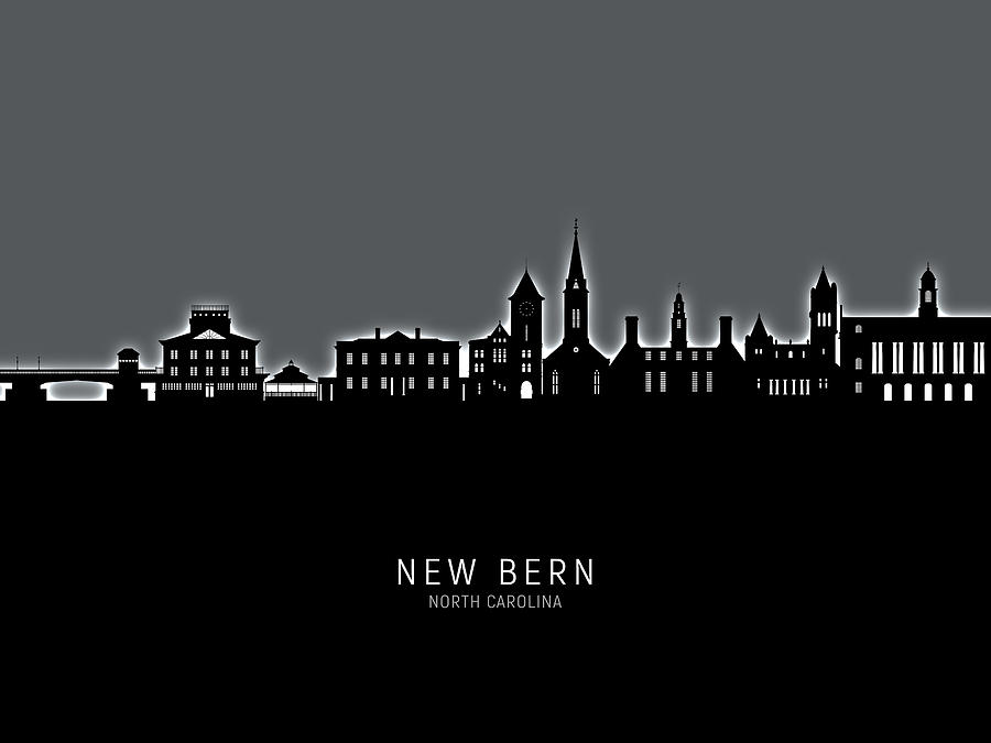 New Bern North Carolina Skyline #83 Digital Art by Michael Tompsett