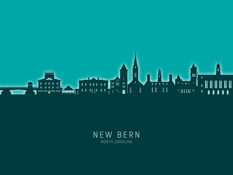 New Bern North Carolina Skyline #84 Digital Art by Michael Tompsett