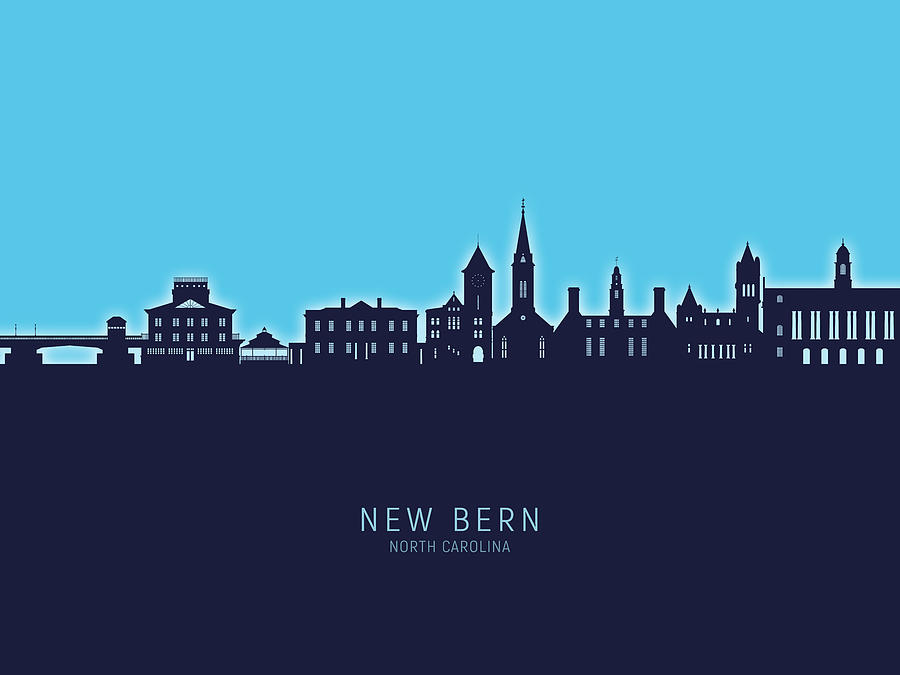 New Bern North Carolina Skyline #85 Digital Art by Michael Tompsett